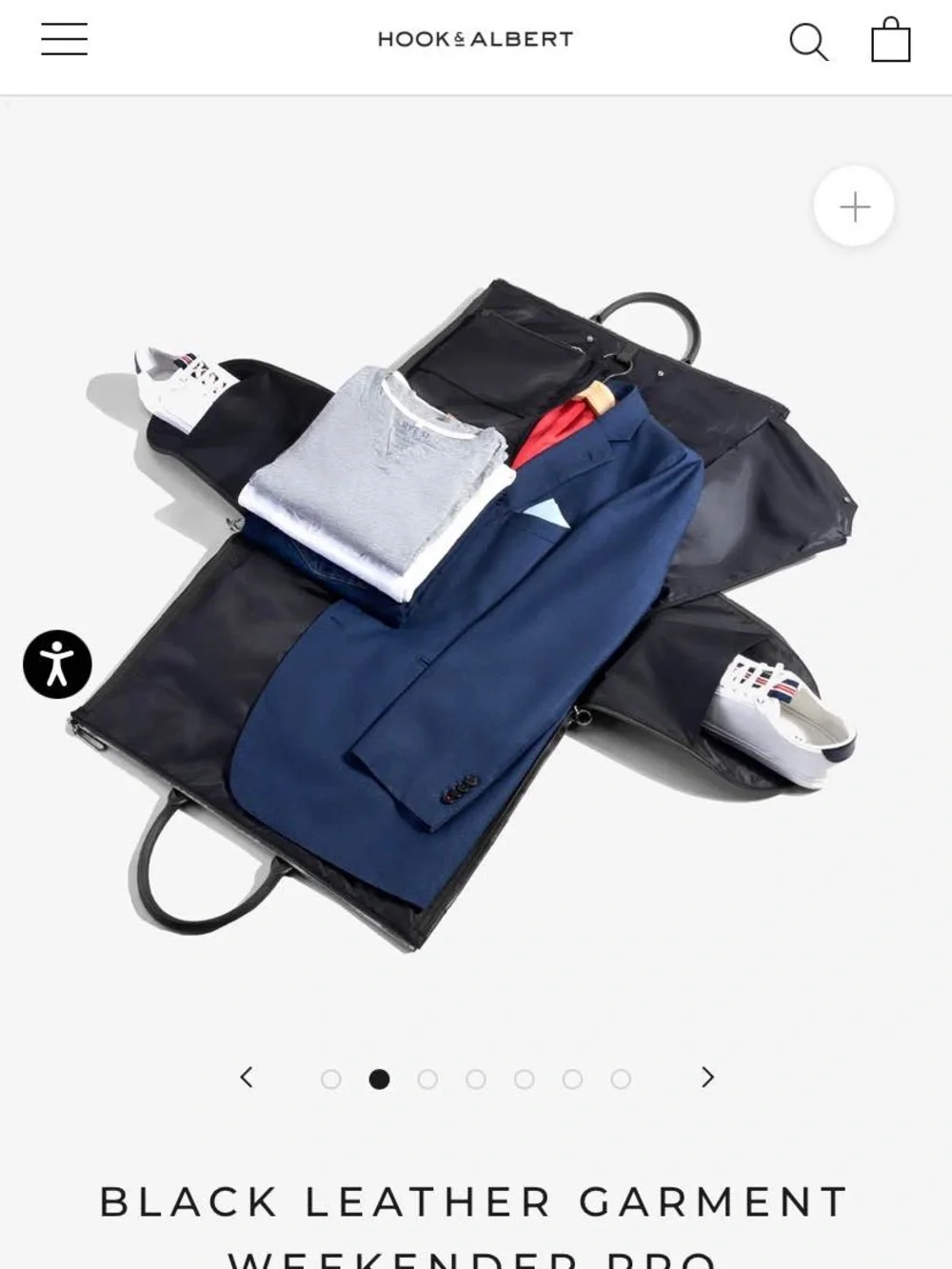 HOOK + ALBERT Black Leather Garment Weekender Bag